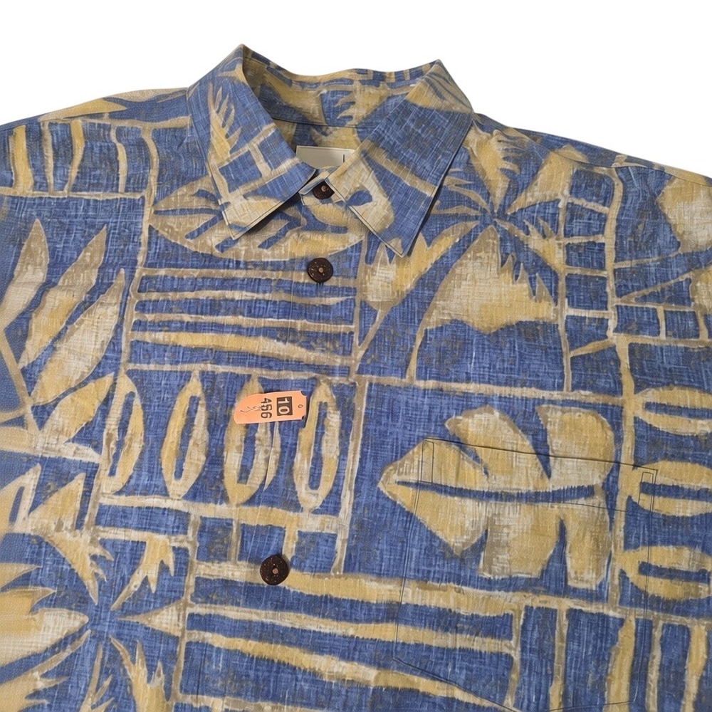 Kahala Button Up Shirt Mens 2XL Blue Brown Tropical Tribal Geometric 2 Pack - Picture 2 of 8